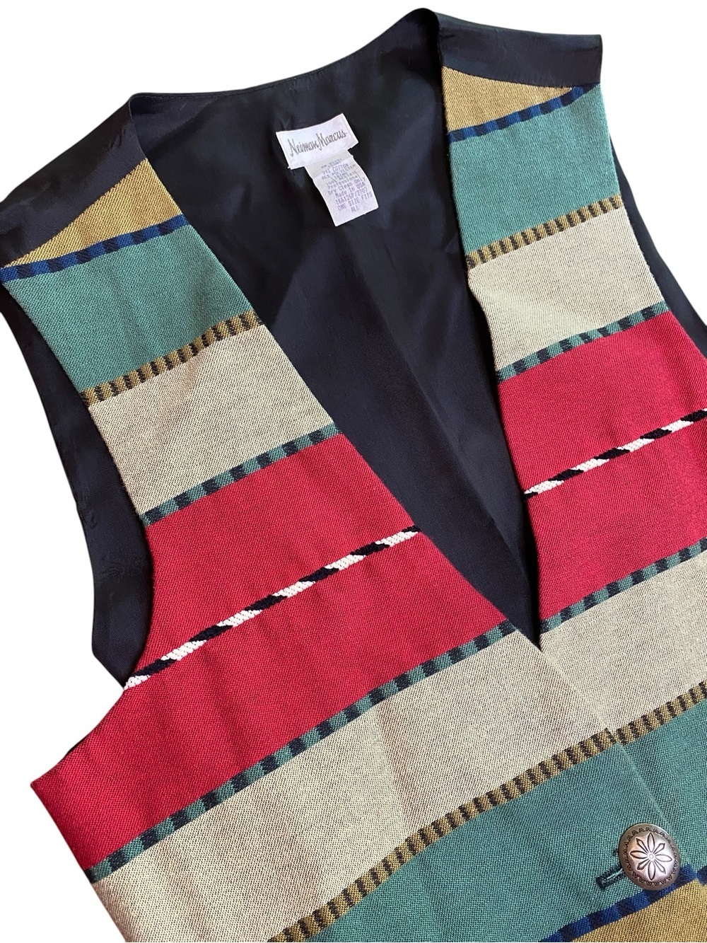 Vintage Neiman Marcus Vest OS Western Southwestern Boho Indie Festival Rodeo 90s